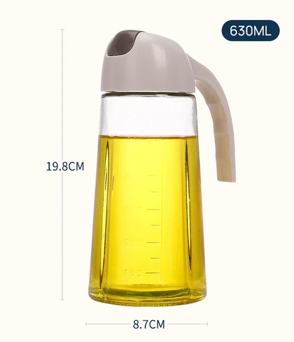 Wholesale 630ML Auto-Open/Close Glass Oil & Soy Sauce Bottles with Handle Caps - Perfect for Seasoning Dispensing