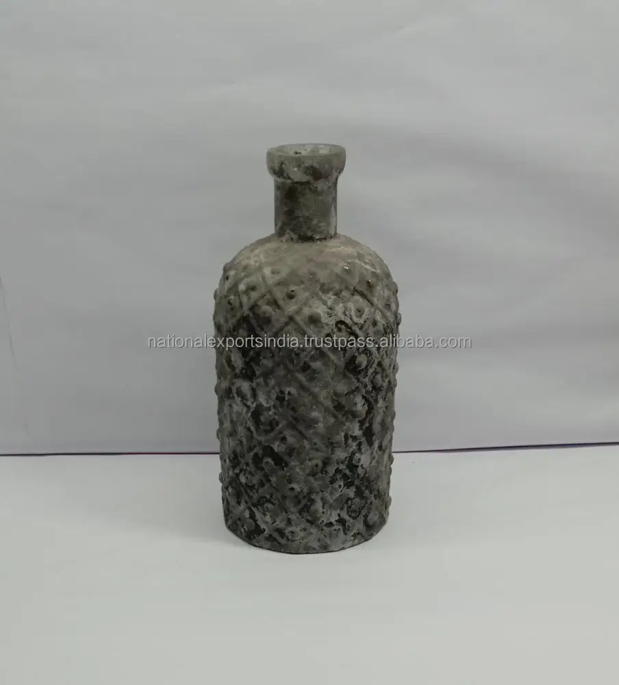 fashion modern handblown purple blue color flared glass vase with irregular bubble