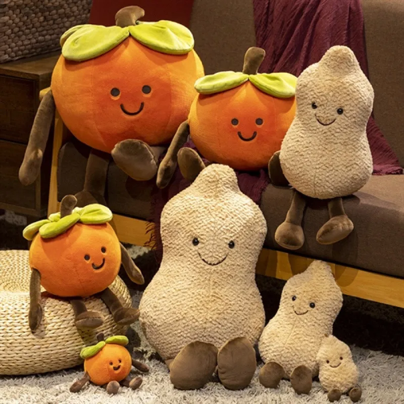 Cartoon Doll Cushion Plush Toy-Persimmon and Peanut Good for Stress Relief Filled with PP Cotton