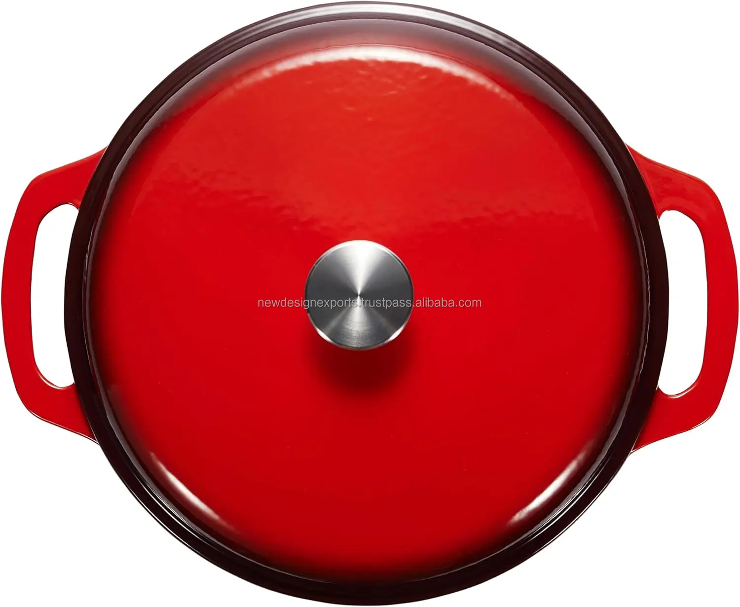 Red Cast Iron Round Dutch casserole with lid