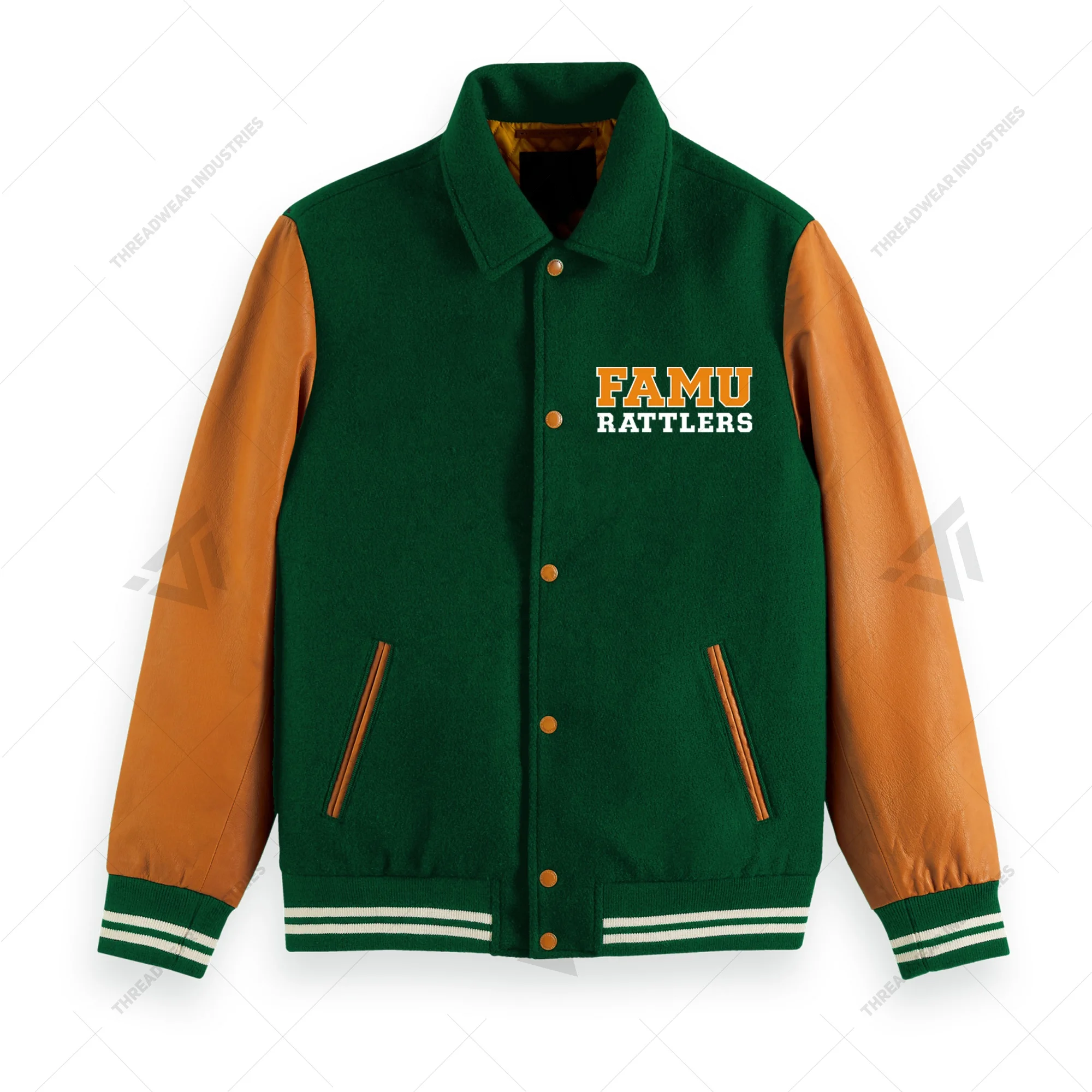Custom College Essentials FAMU Embroidered Baseball College Wool Leather Sleeve Letterman Varsity Jacket UNISEX