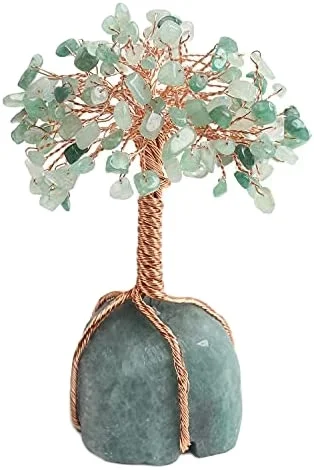 New Arrival Natural Green Aventurine Stone Rough Base Tree Green Aventurine Gemstone Tree Lucky bonsai tree For Home Decoration
