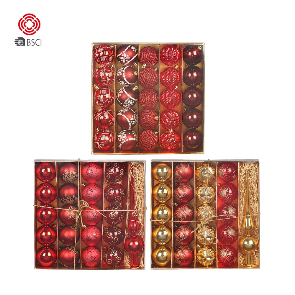 Hot sale 6cm Christmas ball set gold and red painted ball supplies for Christmas tree ornament Christmas decoration