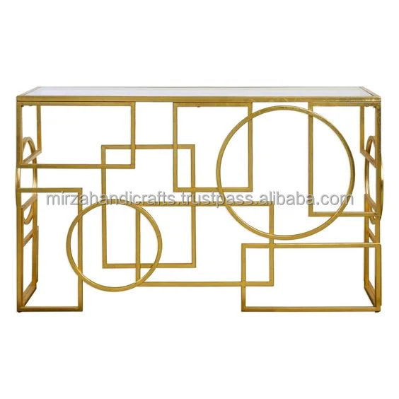 Stylish Leafs Design Console Table Modern Furniture Perfect for Bed Sofa End Side Table Handmade Metal Gold Customized