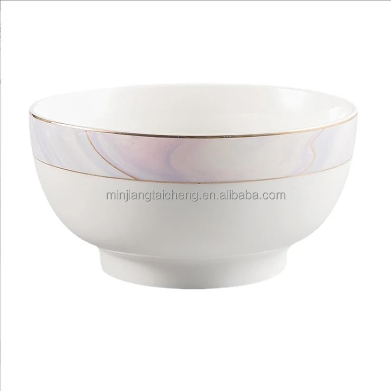 Bone Porcelain Household Food Plate 8/9 Inch Gold Circular Rice Fruit Tableware Dinner Tray Dishes Dinnerware Round Pan bowl Pot