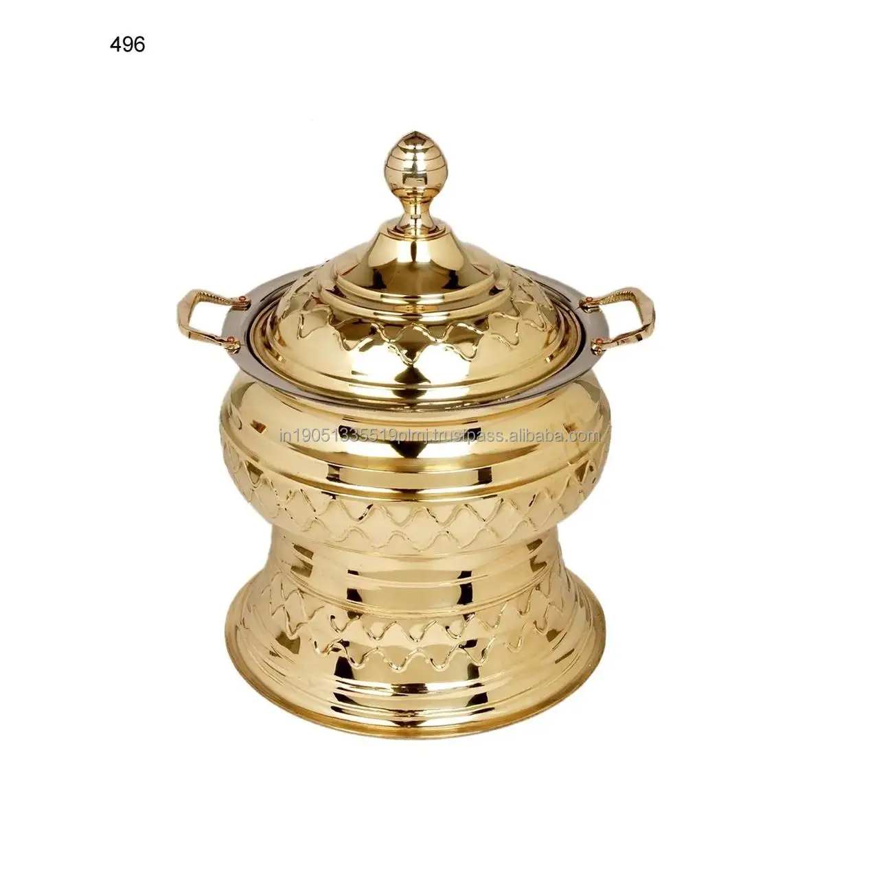 Used Food Chaffing Dishes 9 LTR Round Buffet Food Server Customized Brass Chaffing Dishes Best Premium Quality Finished By India