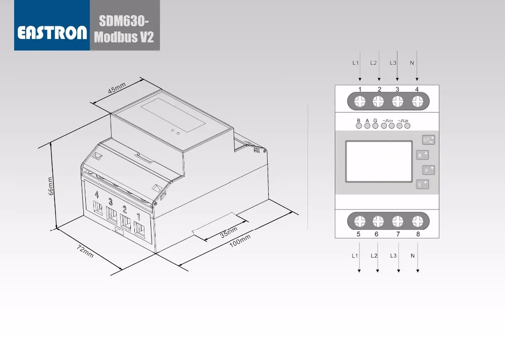 Growatt Eastron SDM630 Modbus V2 3-фазный интеллектуальный счетчик энергии din для солнечной системы средний утвержденный измеритель мощности