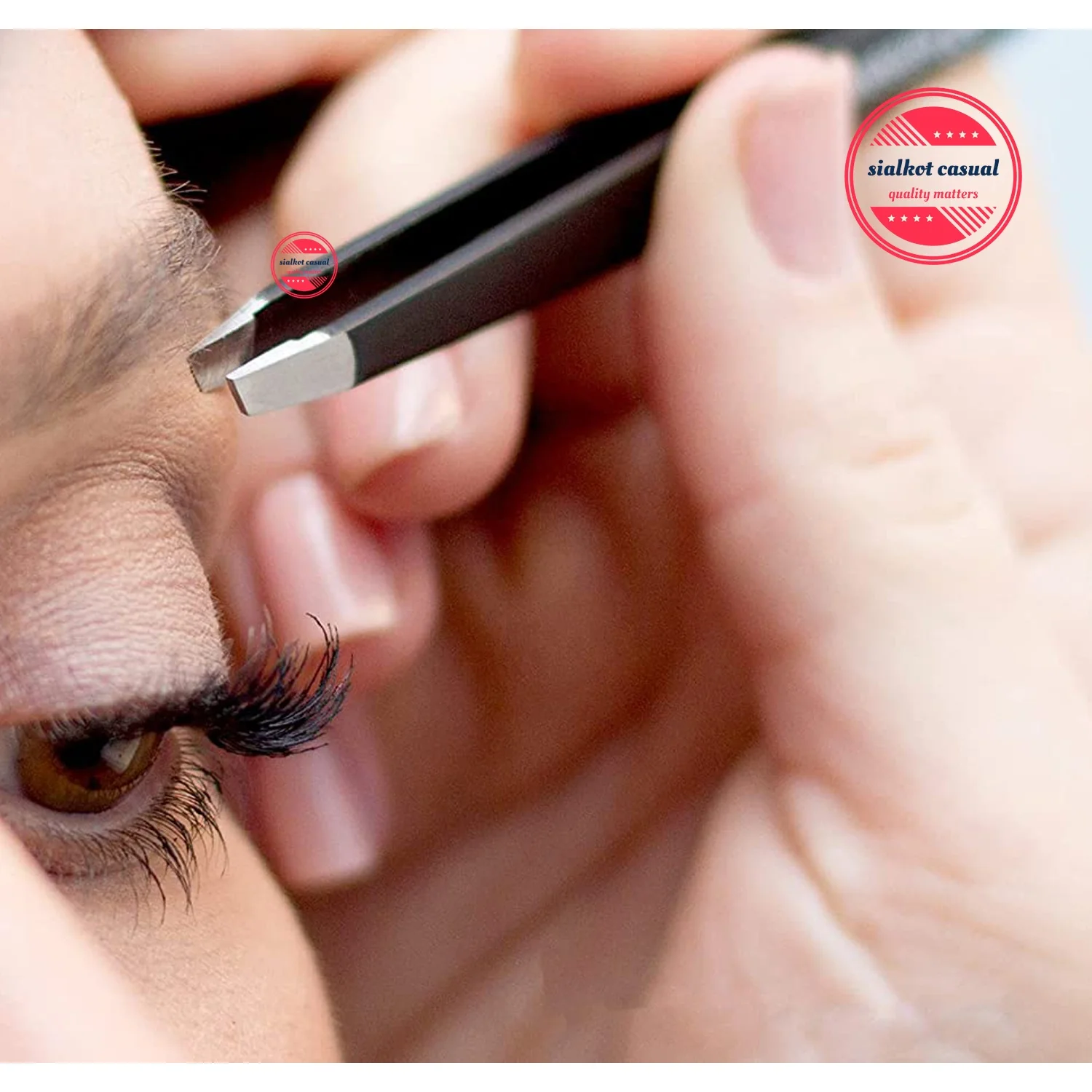 2 Piece Set Black Hair Tweezers Point+Slant Ingrown Hair Removal - Blackhead and Splinter Tweezer with Sharp  Needle Nose Point