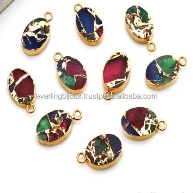 High Quality Multi-Color Mojave Turquoise Sapphire Copper Jewelry Making Gemstone Pendant Connector Fashion Pendants Charms