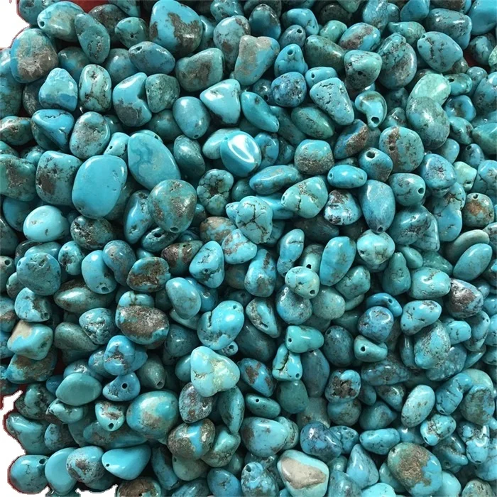 Natural compressed turquoise nugget beads for making jewellery