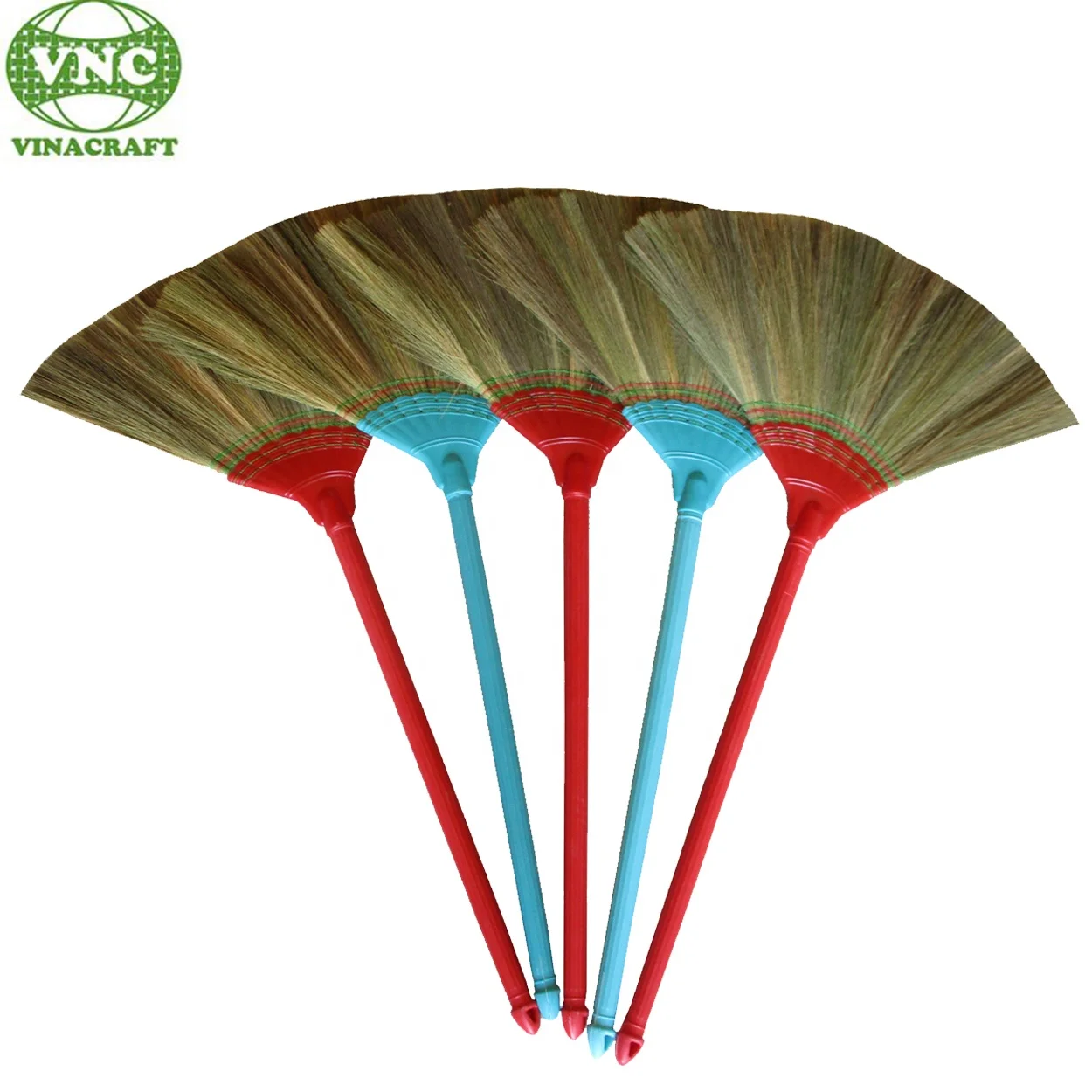 Vietnam grass broom with plastic fiber long handle lasting dustpan sets