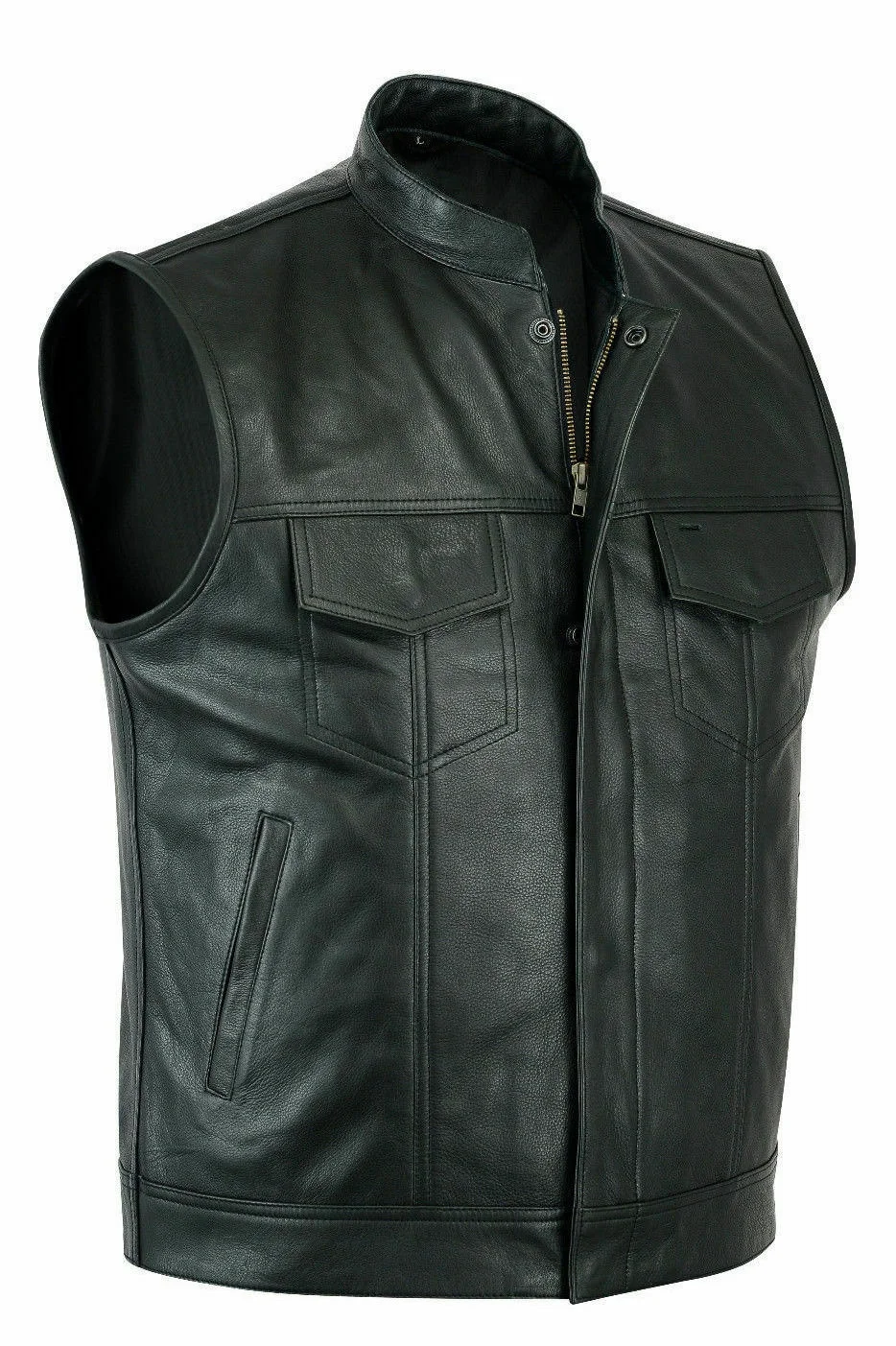Custom Vest hot sale Mens Motorcycle Biker Sons of Anarchy Genuine Leather Vest Waistcoat Top Quality