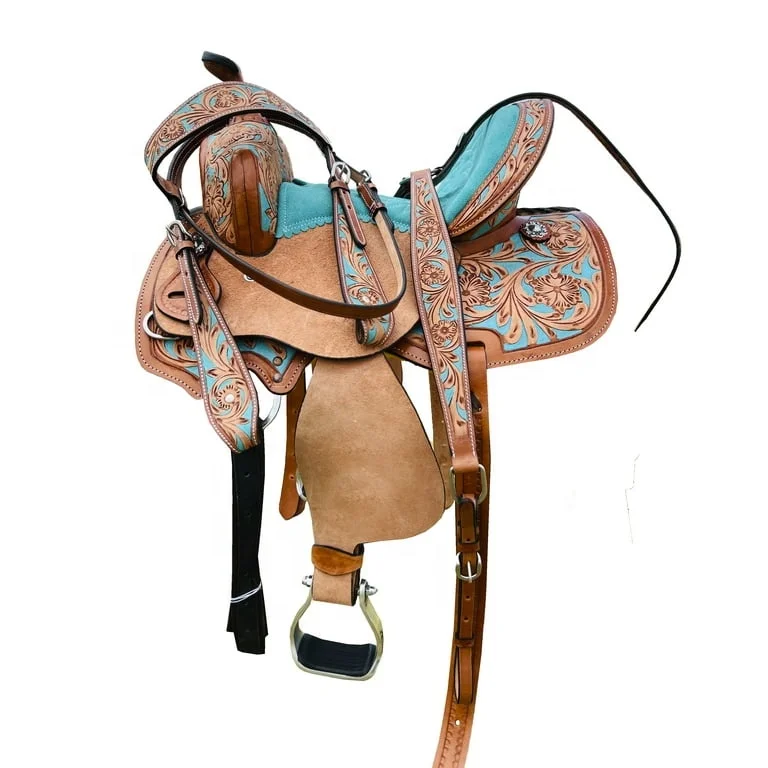 Western Horse Saddle Handmade Tooled 13, 14, 15, Seat Genuine Leather English Tooled Saddle