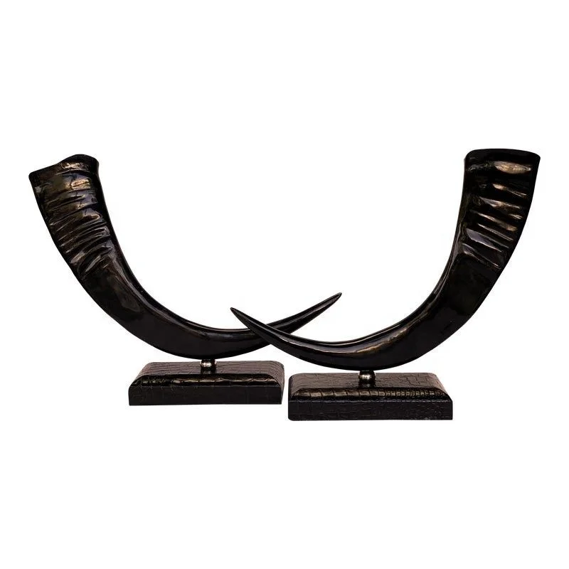 Винтажные стильные высококачественные предметы из рога буйвола домашняя декоративная посуда с деревянной основой для оптового экспорта