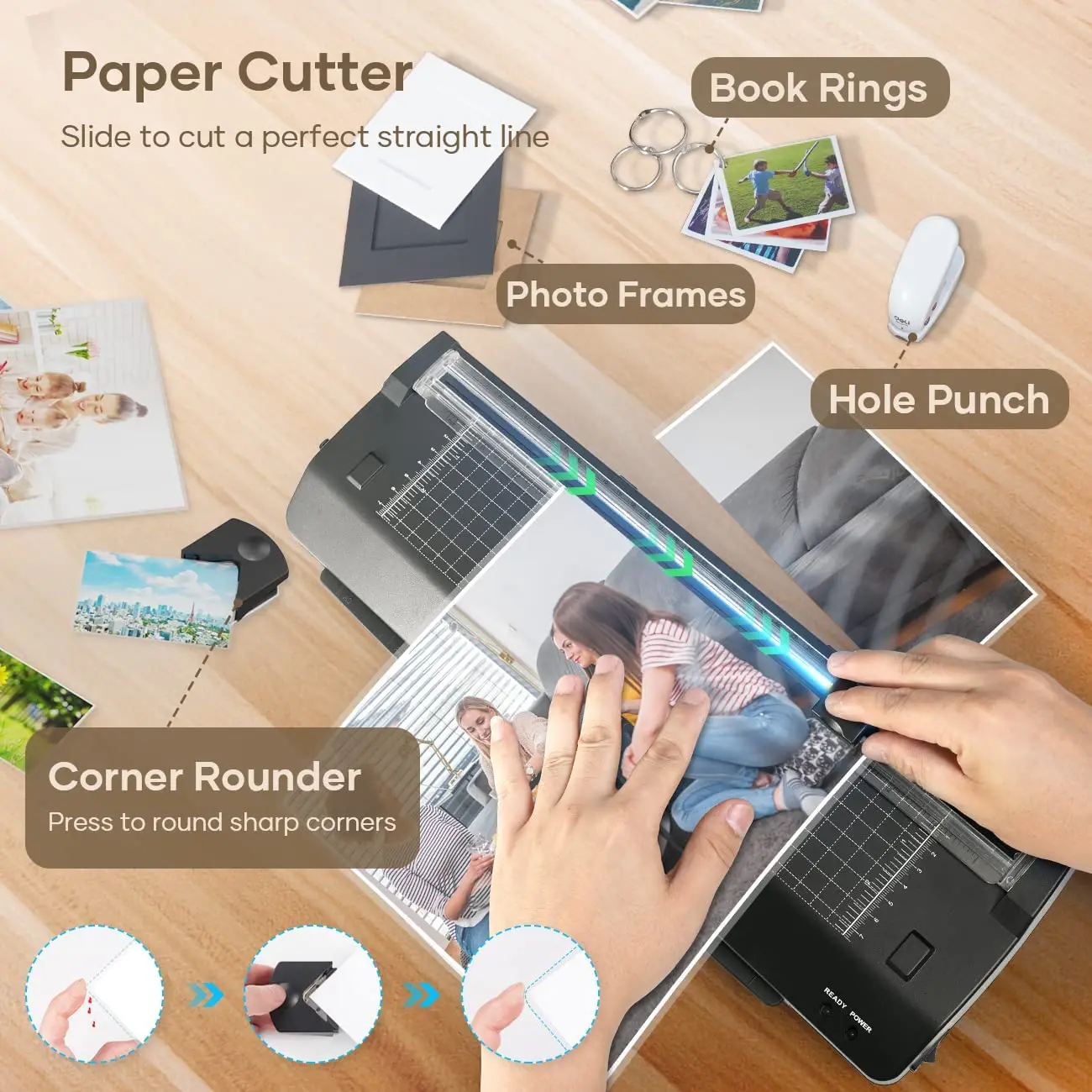 Automatic Thermal Film Laminating A3 A4 Size Double Roller Laminating Machine with Manual Button