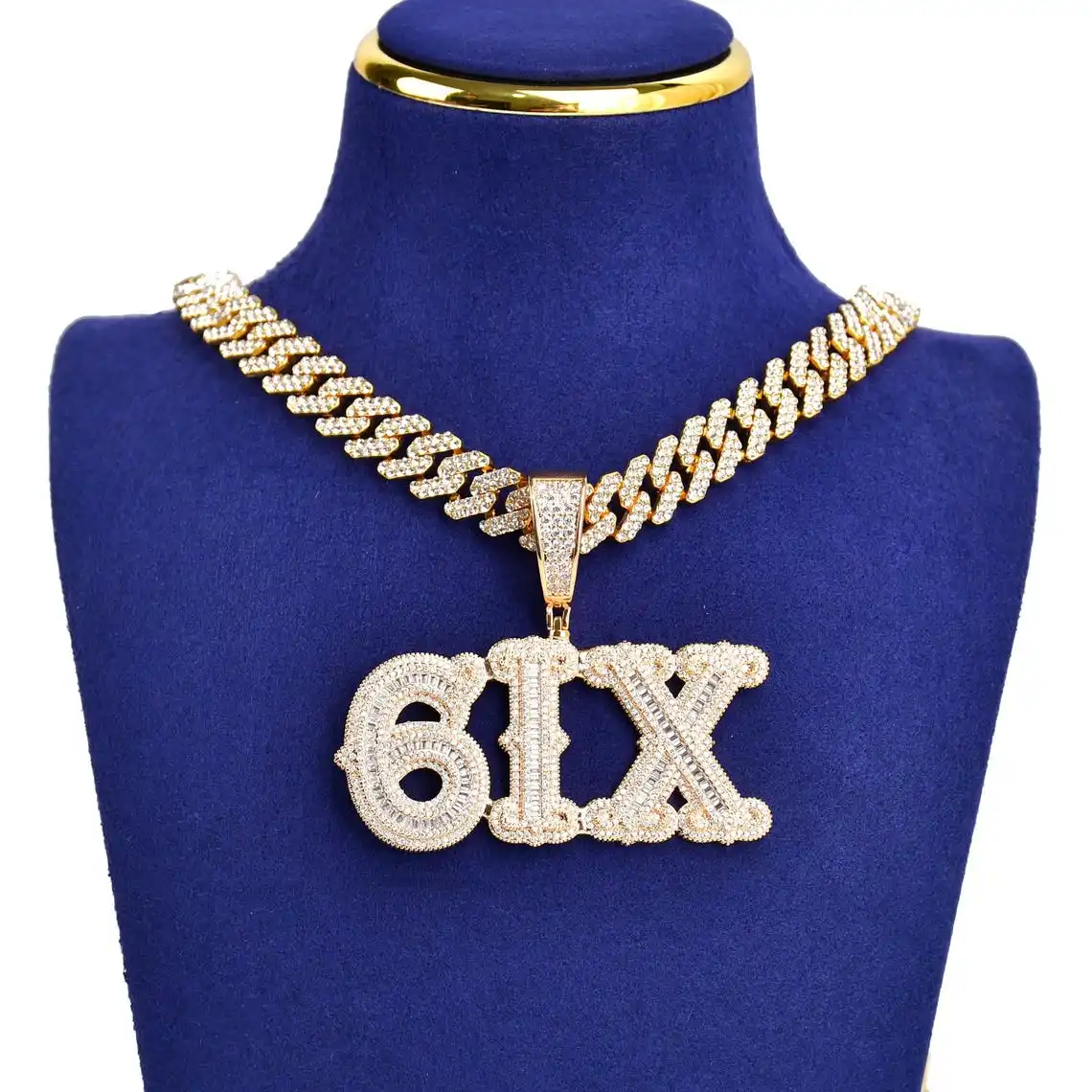 Подвеска 6IX из желтого золота 14 карат с лабораторными бриллиантами для помолвки свадебный подарок ювелирные изделия в стиле хип-хоп
