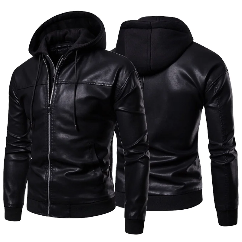 Hooded jackets leather jackets for men Real Leather Custom Jacket with Long Winter Warm Coat Popular custom PU Leather