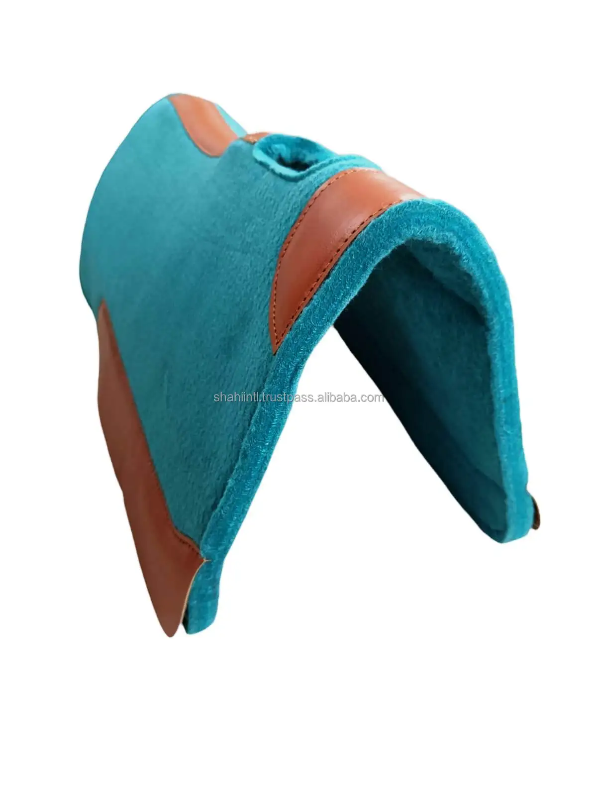 Хит продаж изготовленные на заказ 18 мм легкие бирюзовидные подушечки для седла лошади из натуральной коричневой кожи с логотипом синтетического войлока индивидуальная упаковка