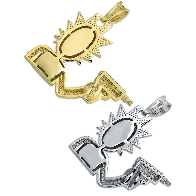Hip Hop Jewelry Necklace New Arrival Gun Man Pendant Cubic Zircon Copper Necklace Iced Out Chain Men Gift