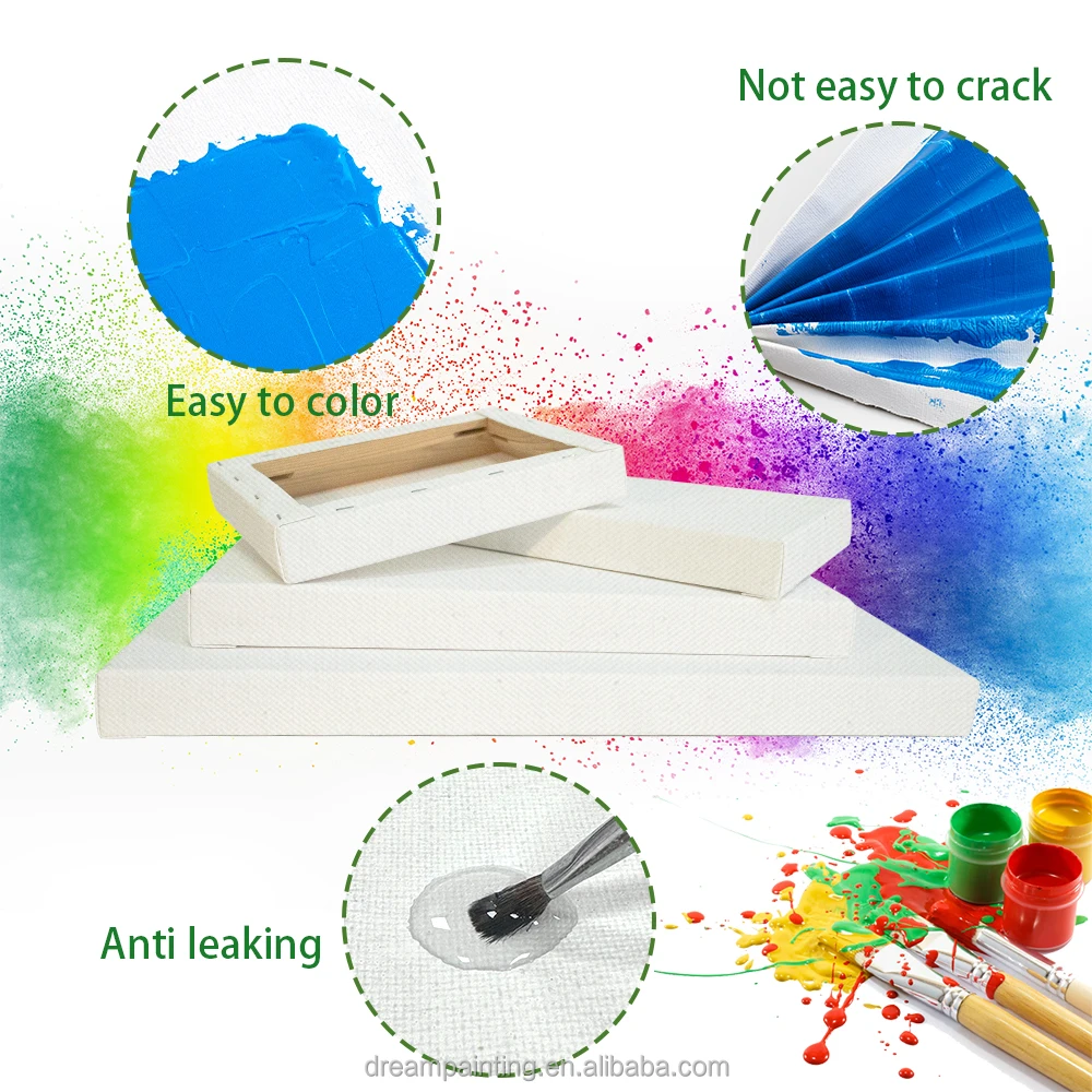 6-pack Blank Stretched Canvas Painting 380g Cotton Thickened Canvas Print Frame for Art Painting Acrylic