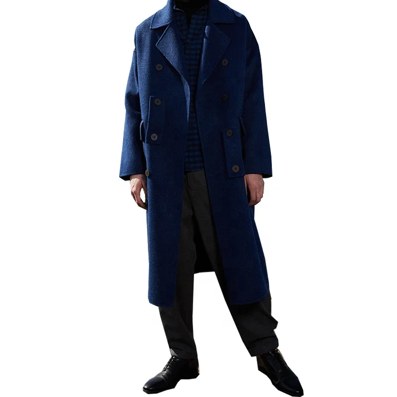 
 Мужское осенне-зимнее длинное шерстяное пальто  