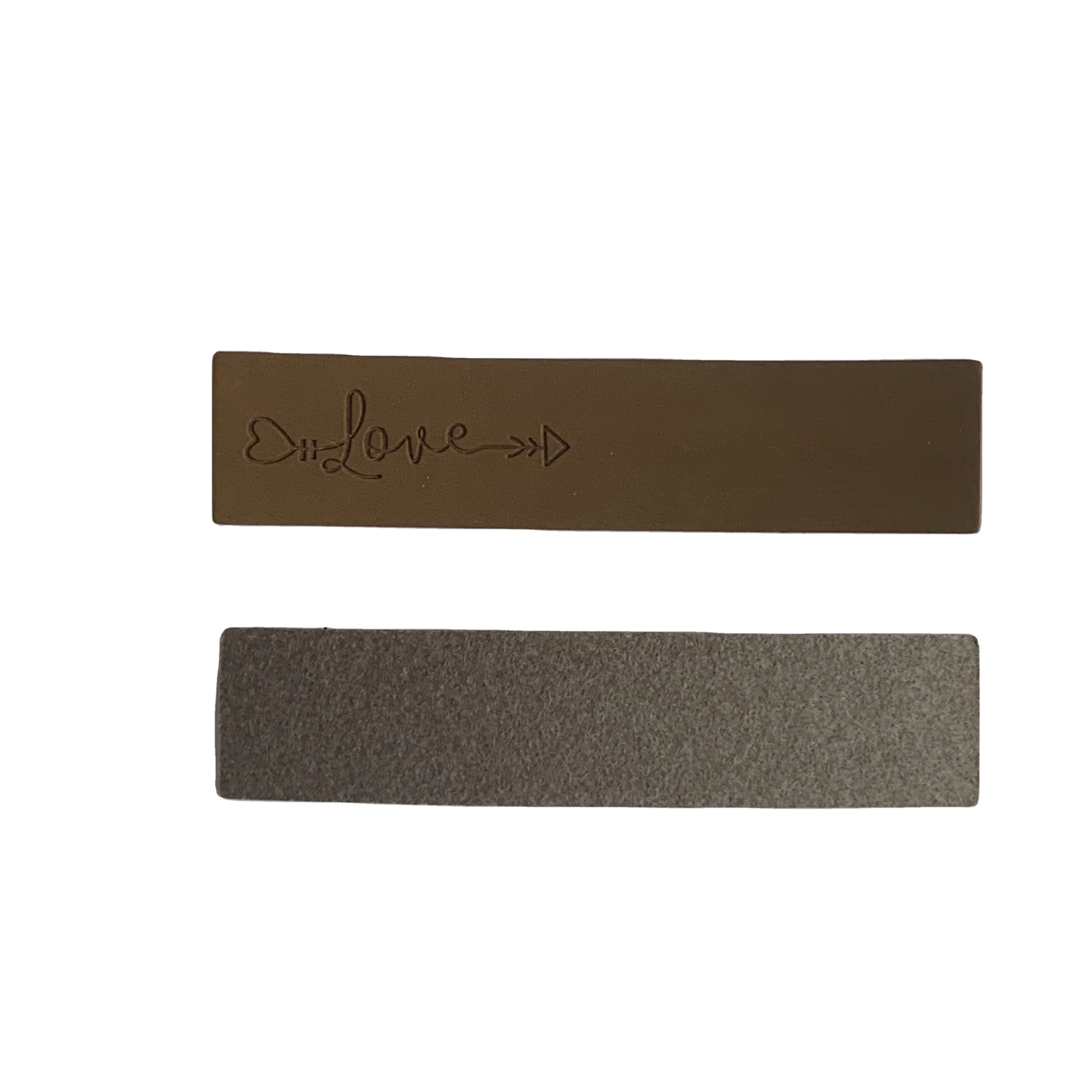 Factory Price High Quality Customized PU Brown Clothes Tag Embossed PU Label for Clothing