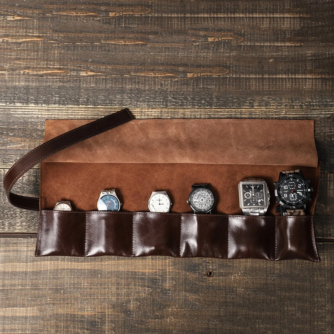 Watch Roll Personalized Watches Travel Case Organizer Genuine Leather Pouch Storage Watch Custom Size Custom Logo