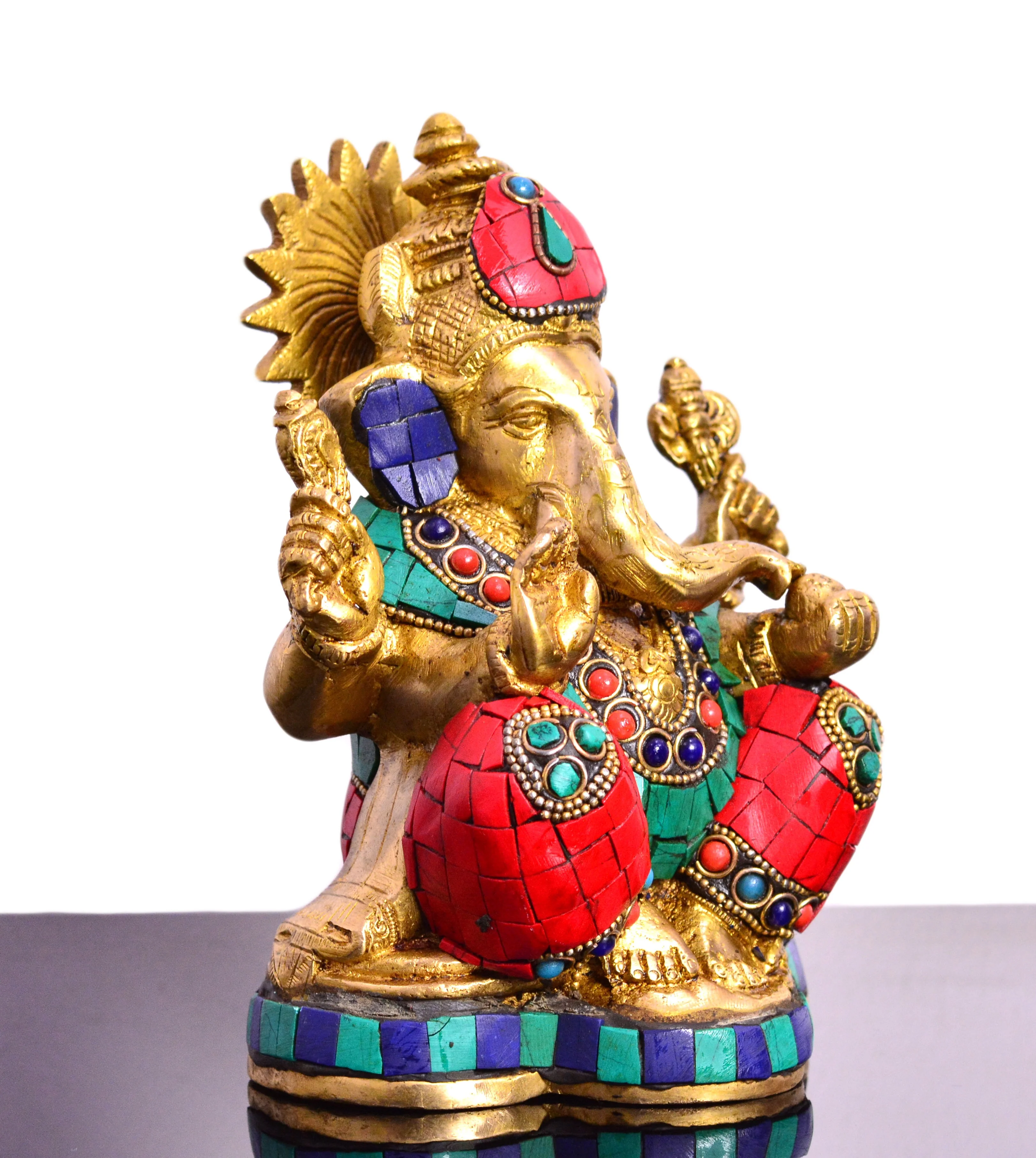  Статуя Будды латунная Ганеша 2 5 кг 6 дюйма скульптура с камнем хороший подарок для нового начала