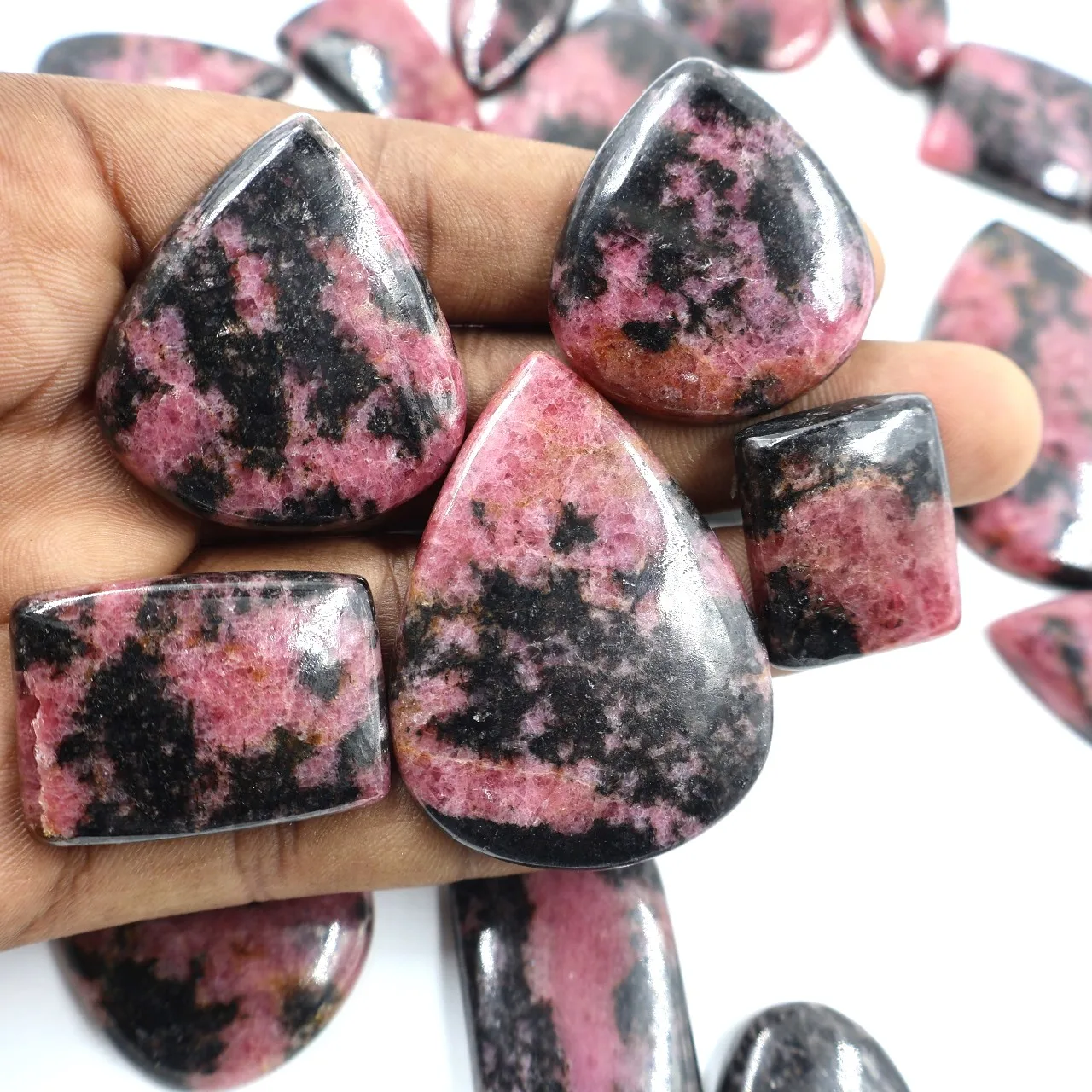 100% Top Natural Rhodonite Loose Gemstone Cabochon Loose Gemstone Wholesale Lot Mix Shape And Fine Gemstone For Jewelry Making