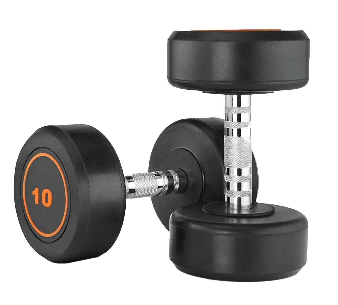 Customised Cheap Top Quality Cast Iron Rubber Coated Hex Fitness Gym Fixed Round edge Dumbbells Weight Lifting Bouncer Dumbbell