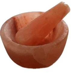 Hand carved from Pink Rock Salt Herb & Spice Grinding Bowl Shaped Mortar & Pestle for Kitchen Use