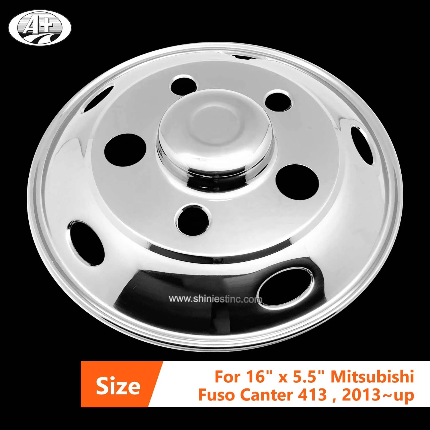 Japanese 16 X 5.5 T304 Stainless Steel Wheel Cover Set For Mitsubishi-Fuso Canter 413 2013~up ( (With 38mm Nut Cover)_60016A-38MM