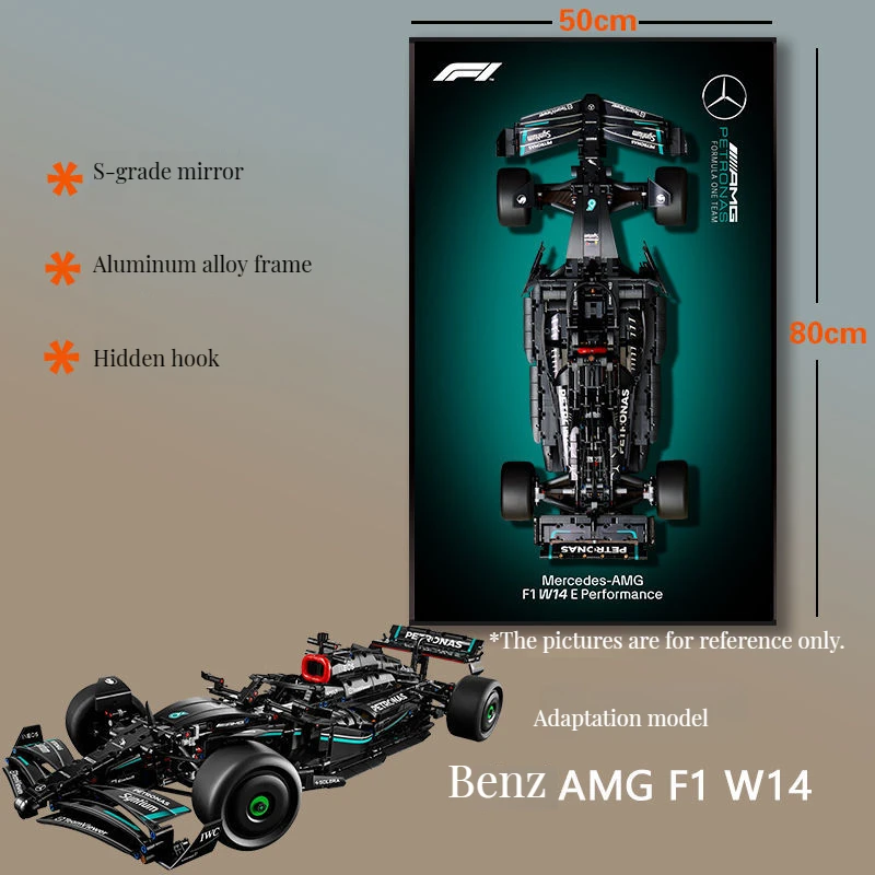 3D Car Building Block Mural Aluminum Alloy Picture Frame with Real Car Wall Art Decoration Metal Frame Canvas Base Easy Hanging