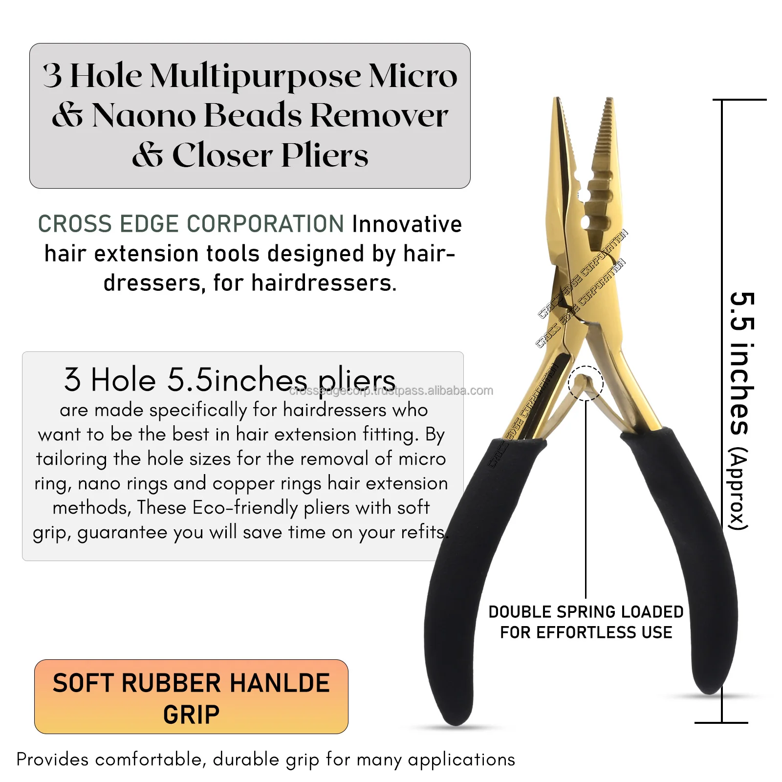 New Nano & Microbead Applicator Plier Hair Extension Tools Kit & Quick Parting Styling Comb & Grippers Set Stainless Steel