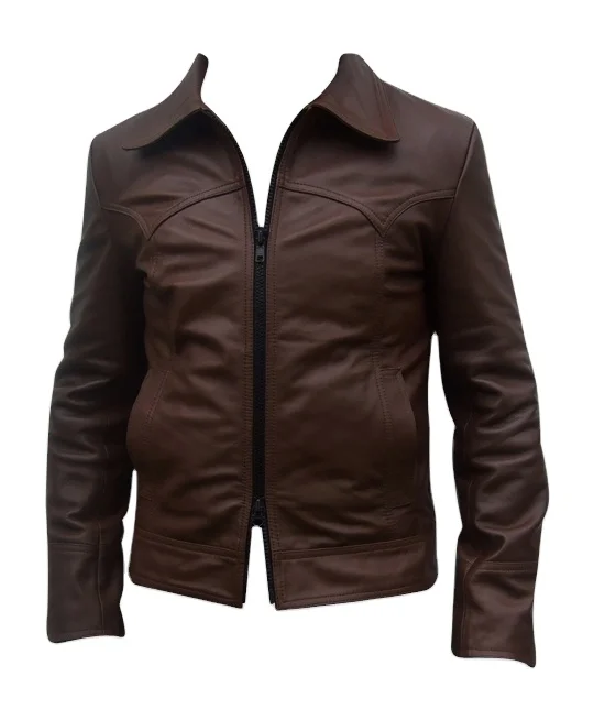 men luxury aniline dark brown leather jacket Customized Genuine Leather Jacket