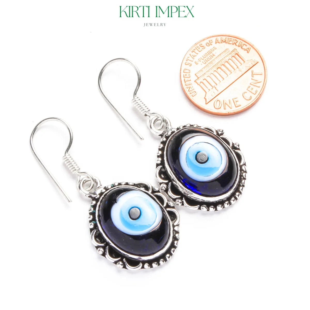 Evil Earrings Women Drop Earrings Crystal Rhinestone Dangle Silver Plated/Overlay Blue Evil Eyee Earrings Jewelry