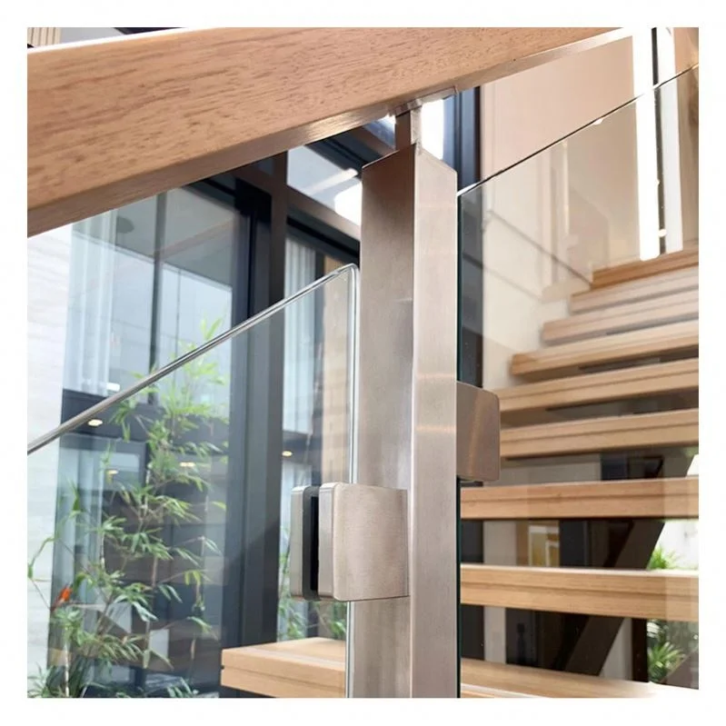 Alucasa Wooden Glass Prefabricated Stairs Straight Metal Oak Wood Indoor Staircases