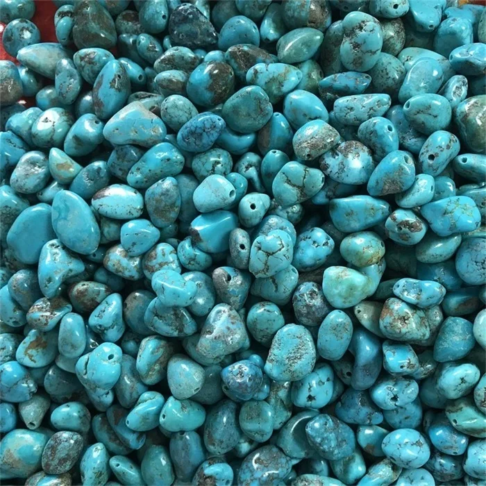 Natural compressed turquoise nugget beads for making jewellery