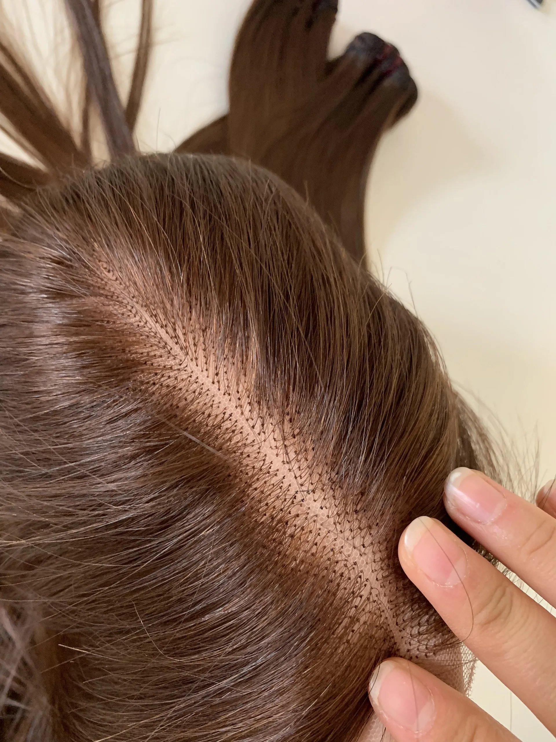 Human Silky Straight Brown color bundle With closure Transparent lace, swiss HD Lace Frontal Vietnamses Hair, Hair Ex