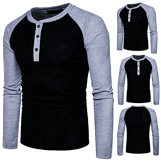 New Style Custom Logo Mens Polo Shirts color Block Panel 100% Cotton Long Sleeve  Polo Shirt