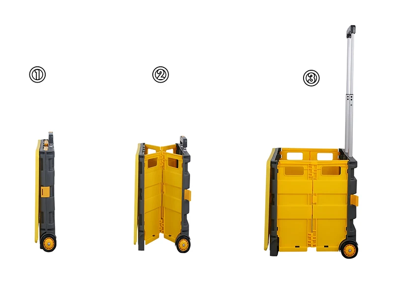 Collapsible Rolling  Supermarket Shopping trolley Folding Plastic Carry Hand Trolley Cart  Portable  with wheels