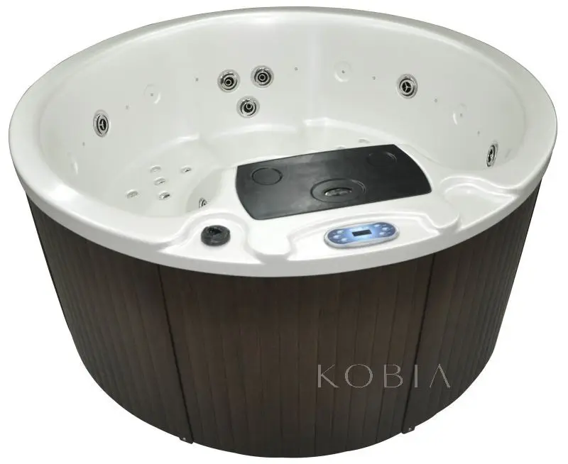1.9m Round Bathtub Hotel Led Jet Massage 5 Person Outdoor Wooden Hot Tub Whirlpool Bath Tub