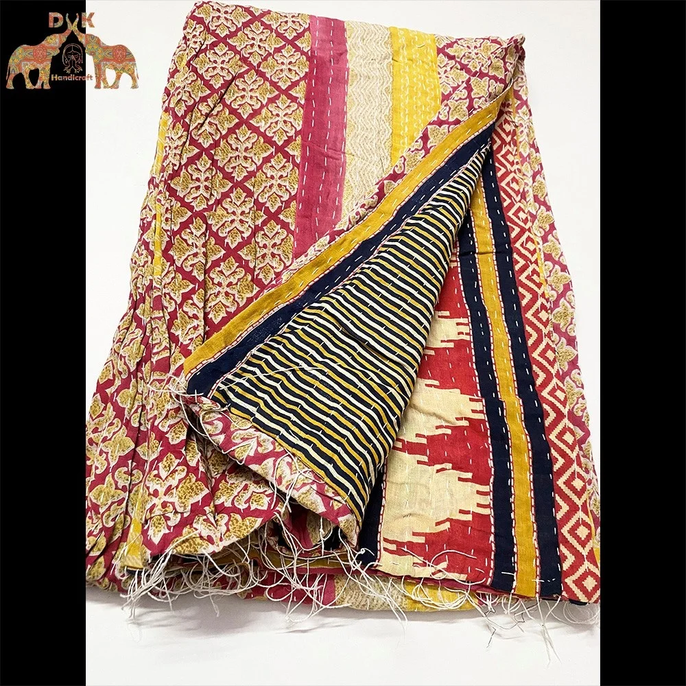 Двустороннее винтажное одеяло kantha Хлопковое оптовая продажа индийское ручной