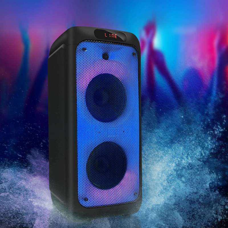 Popular Factory Outdoor Sports Portable Speaker Rechargeable LED Light Echo Dj Party Karaoke Speaker with Mic