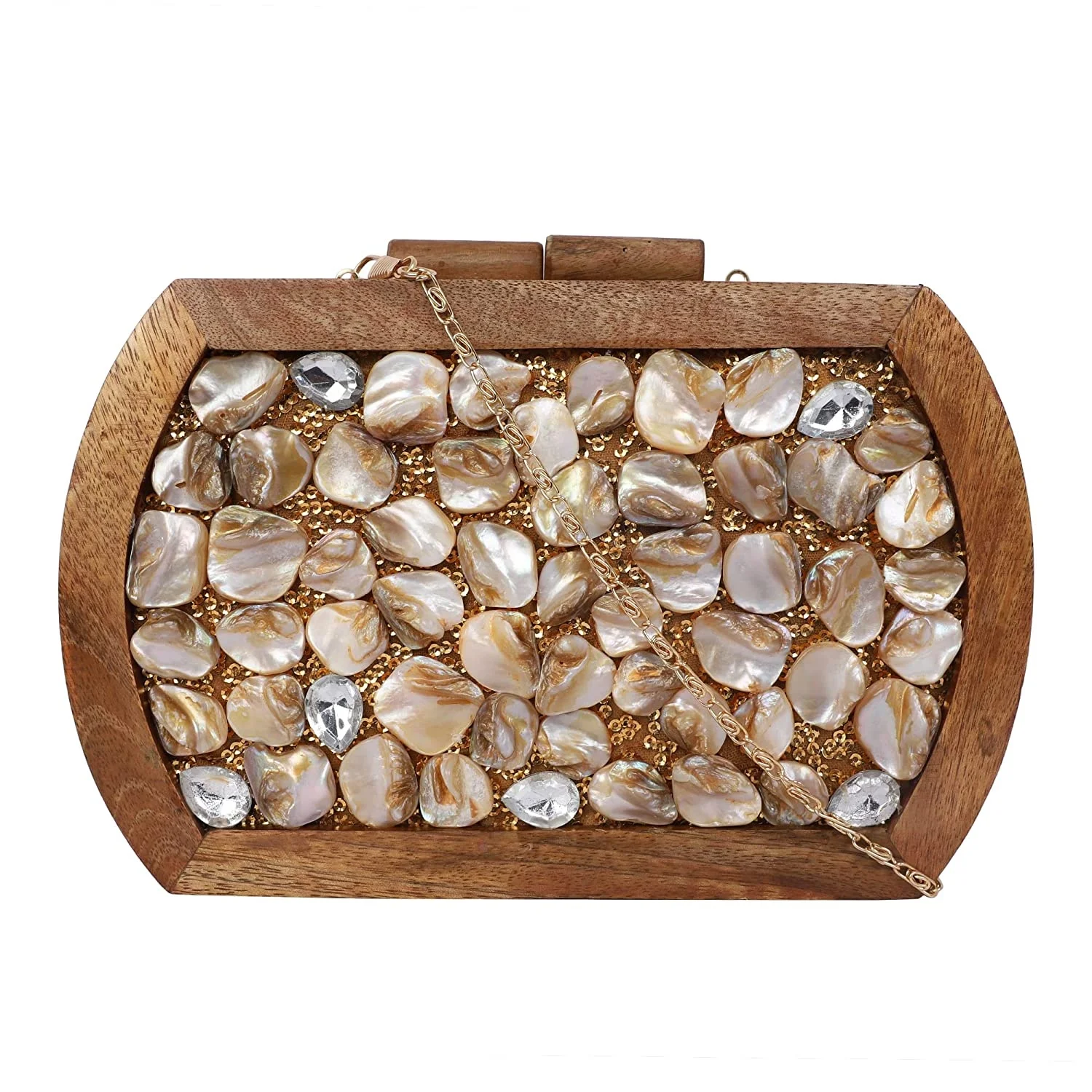 Drop shipping Luxury Wooden Mother of Pearl Rectangle sling Bag Box Clutch Bag Custom Name Wedding Bridal Purse Evening Bag sale