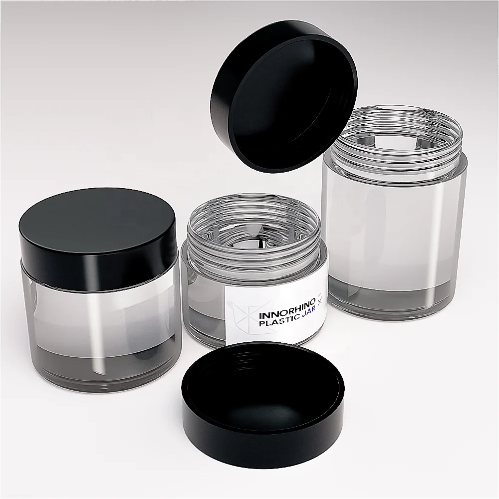 Food Grade HDPE PET Ball Shape Jar Empty Storage Container Round Clear Plastic Jars with Aluminum Lids INNORHINO