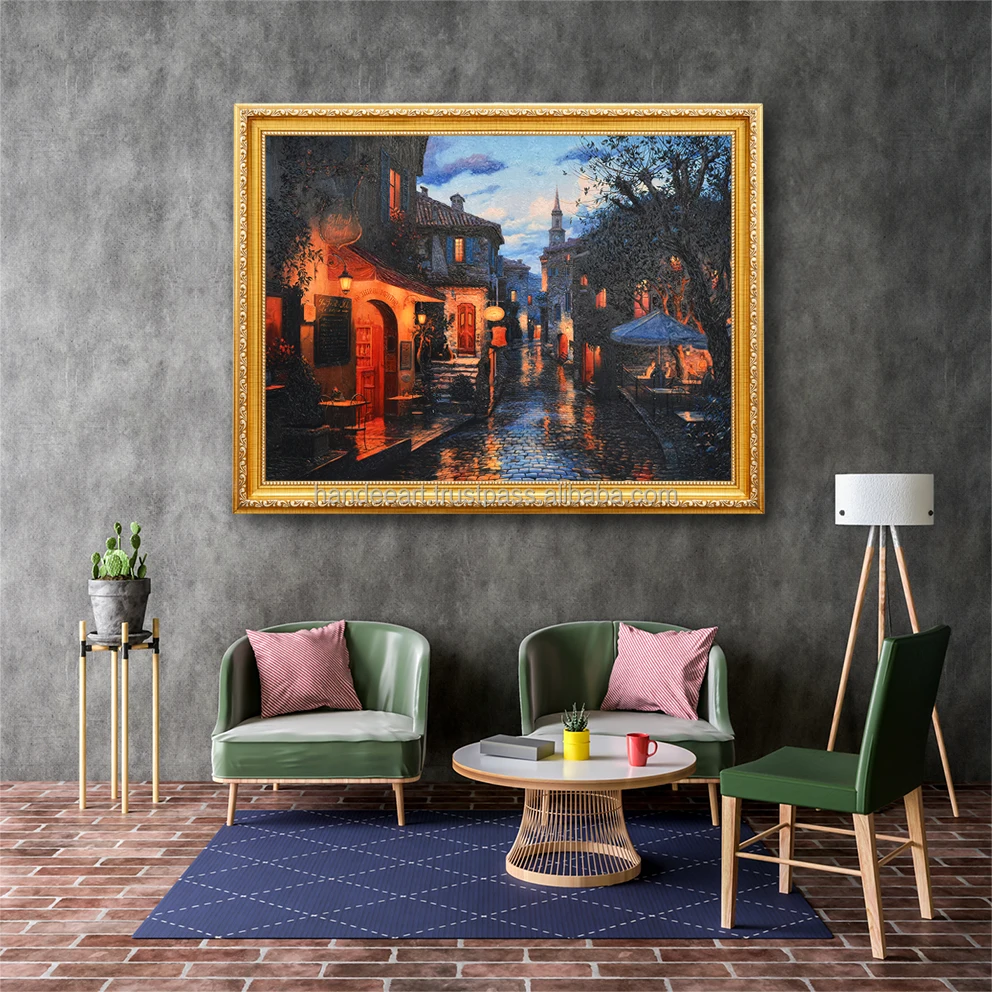New Arrivals Wall Art Painting Lushpin Evening Street European Playg on Canvas Oil Painting Best Selling Home Decor Canvas Print