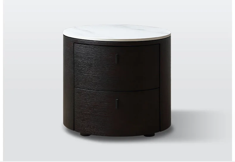 Bed Room Furniture Cylinder Design Italian Style Luxury Minimalism Modern Ash Wood Bed Side Table