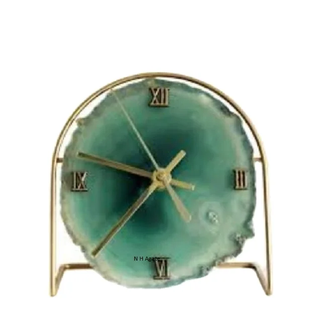 Wholesale Natural Agate Wall Clock Feng Shui Style Home Decoration Gemstone Material from N H Agate