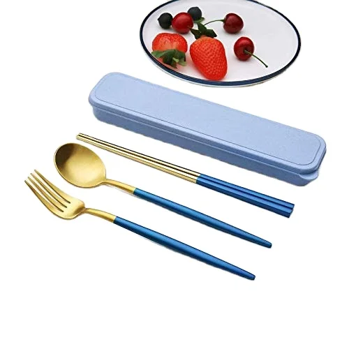 Blue  Color brass spoons Cutlery set design With Box Royal Antique Design for dining Table Home and Restaurant